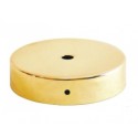 Suporte metálico dourado brilhante com 100 mm de diâmetro e uma saída.