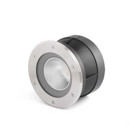 Luminária de suelo con LED integrado de acero cepillado RIOCAUD