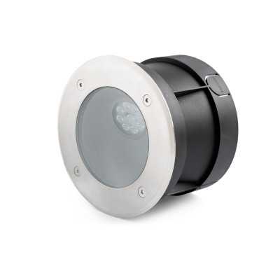 Luminária de suelo con LED integrado en acero cepillado LANNEC