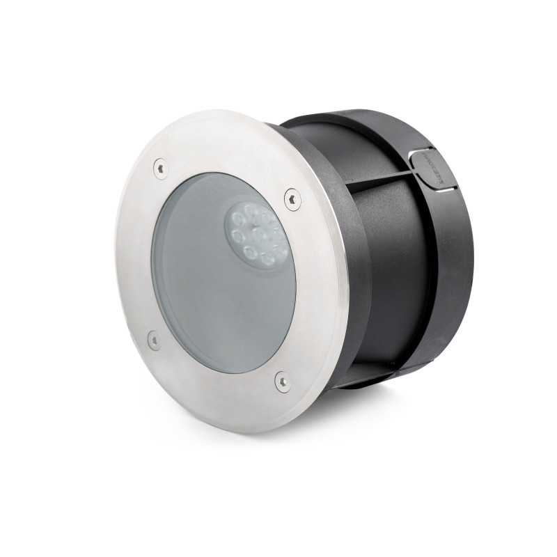 Luminária de suelo con LED integrado en acero cepillado LANNEC