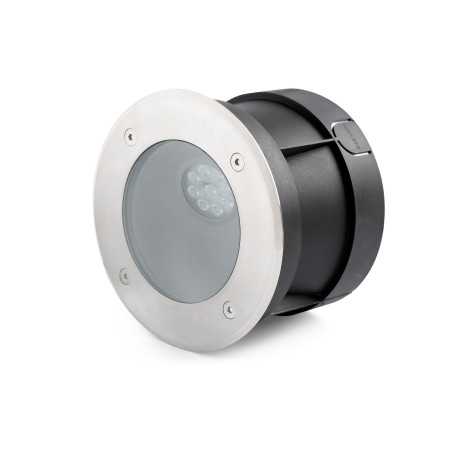 Luminária de suelo con LED integrado en acero cepillado LANNEC