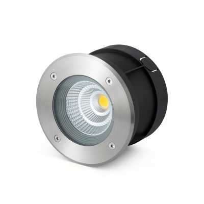 Luminária de pie con LED integrado en acero cepillado CAURON