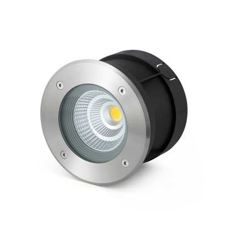 Luminária de pie con LED integrado en acero cepillado CAURON