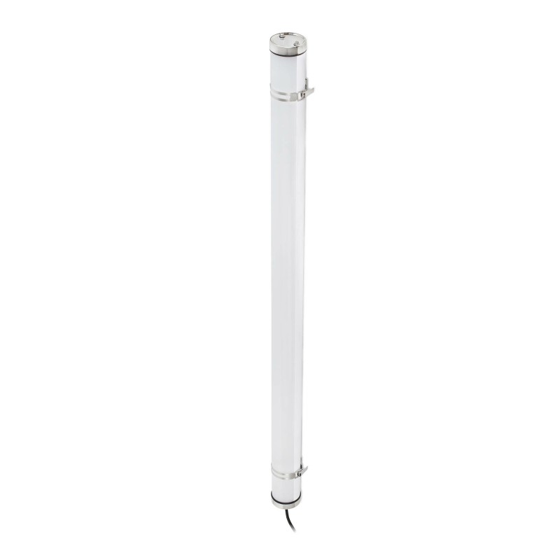 Luminária de parede em aço cromado brilhante com LED integrado da marca PULNEY.