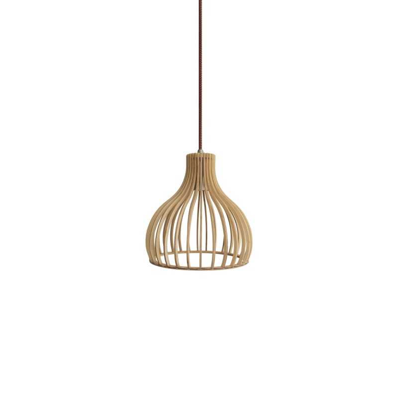 Pendente simples OSFOND em madeira E27 LED cor de madeira