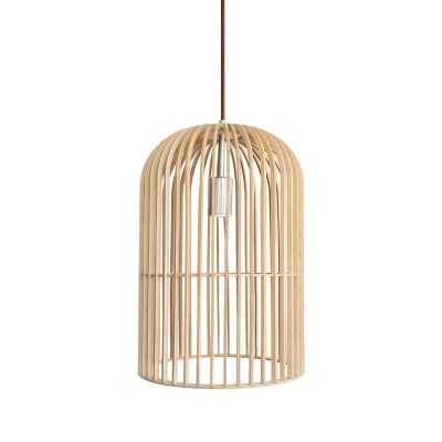 Pendente simples MEYRE em madeira com LED E27 cor de madeira