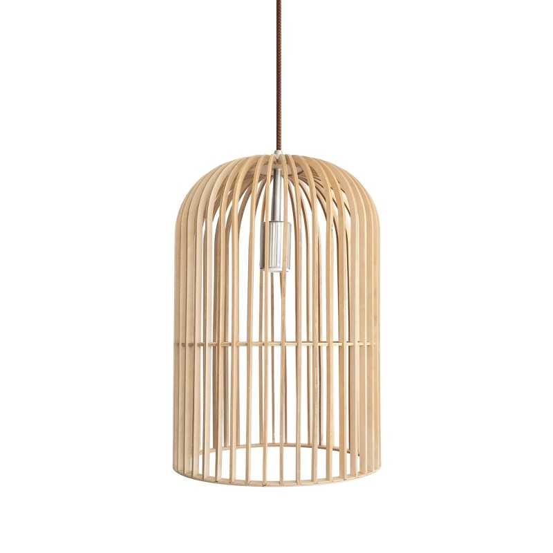 Pendente simples MEYRE em madeira com LED E27 cor de madeira