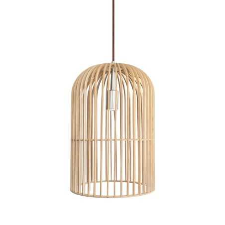 Pendente simples MEYRE em madeira com LED E27 cor de madeira