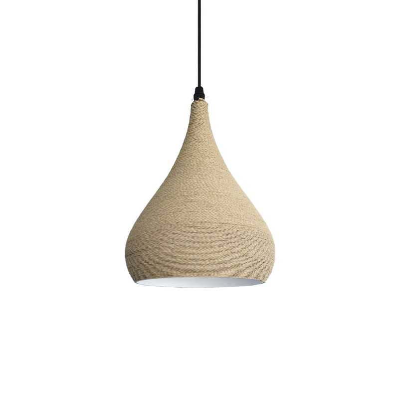 Pendente simples SERVY em cânhamo E27 LED cor madeira