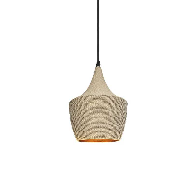 Pendente simples CACHY de cânhamo E27 LED cor madeira