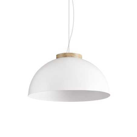 Pendente simples de madeira NORON com LED E27 na cor branca