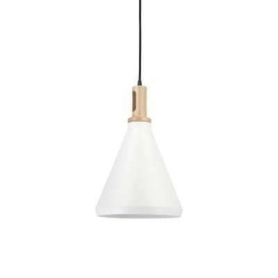 Pendente simples LENAY em madeira E27 LED cor branca