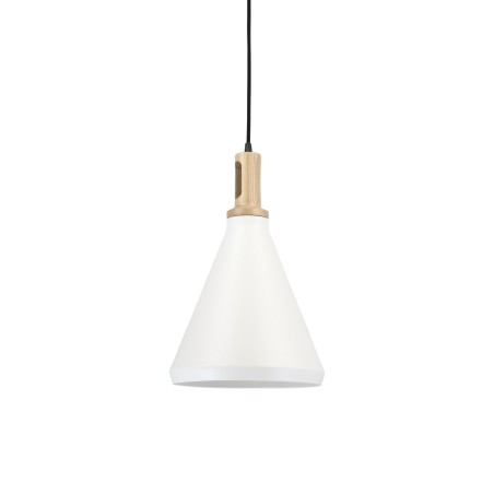 Pendente simples LENAY em madeira E27 LED cor branca