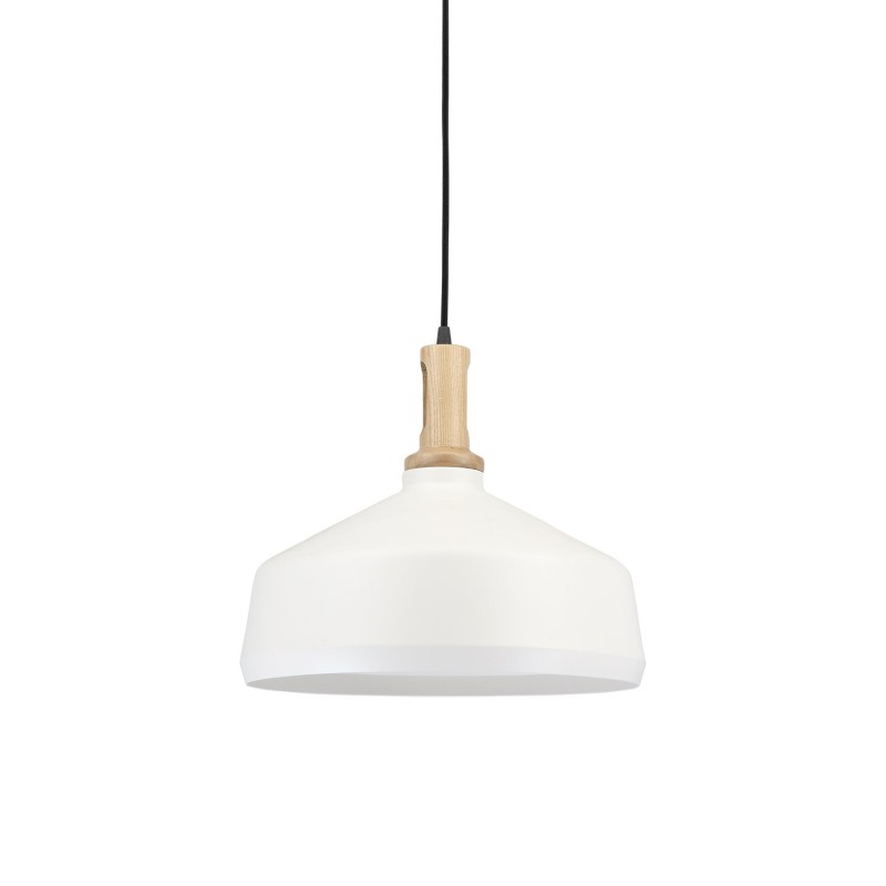 Pendente simples MIERY em madeira E27 LED cor branca