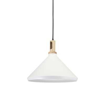 Pendente simples DORDAL em madeira E27 LED cor branca