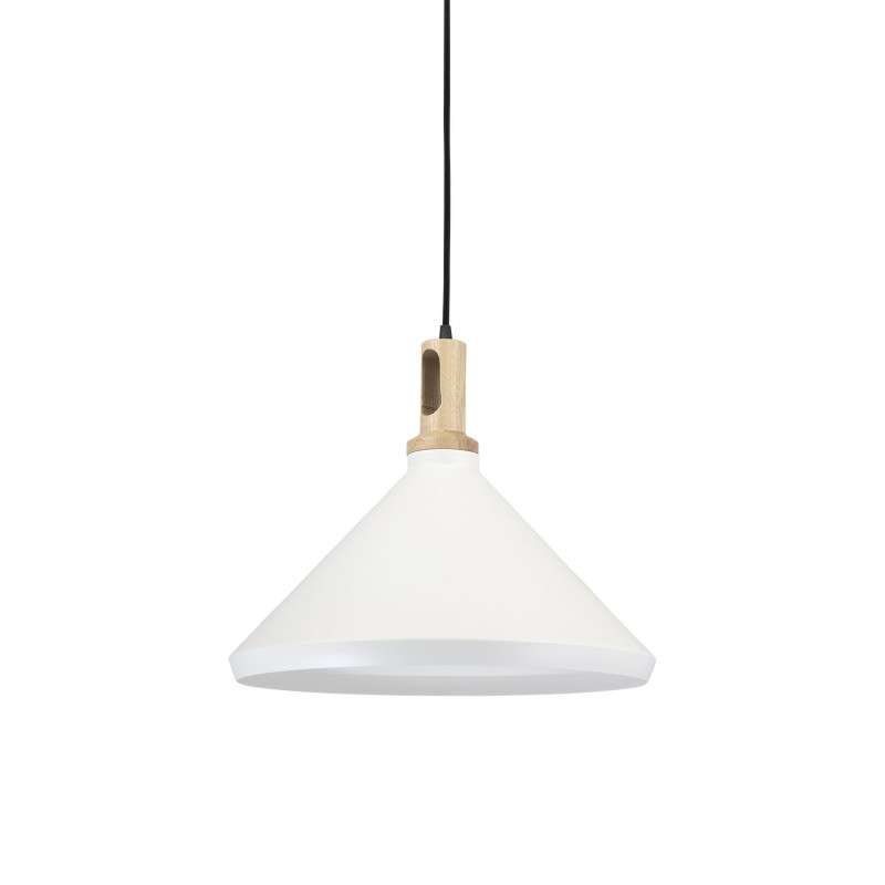 Pendente simples DORDAL em madeira E27 LED cor branca