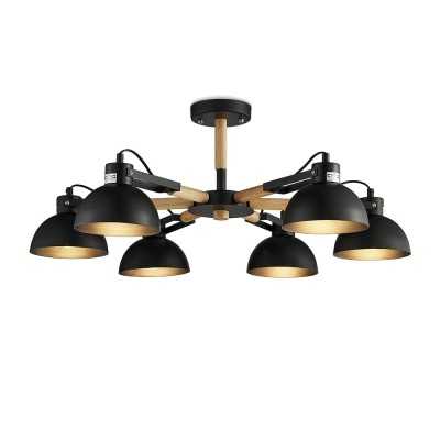 Pendente múltiplo MAYOU em madeira com LED E27 na cor preta.