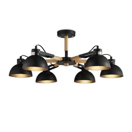 Pendente múltiplo MAYOU em madeira com LED E27 na cor preta.