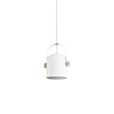 Pendente simples FOUGY em madeira E27 LED cor branca.