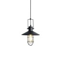 Pendente simples ESMES em ferro com LED E27 na cor preta.