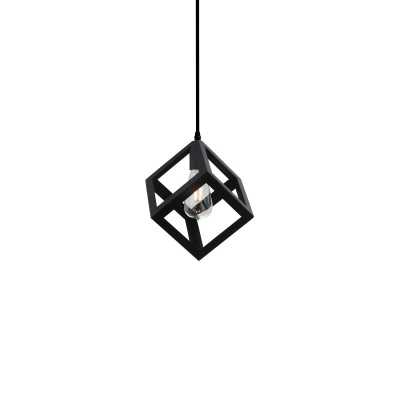 Pendente simples LEXOS em alumínio E27 LED cor preta