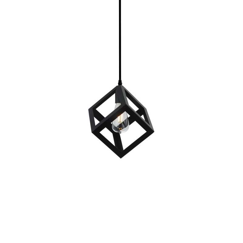 Pendente simples LEXOS em alumínio E27 LED cor preta