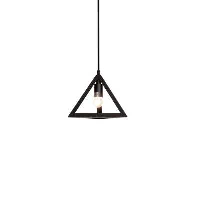 Pendente simples de alumínio MUSOLEU com LED E27 na cor preta.