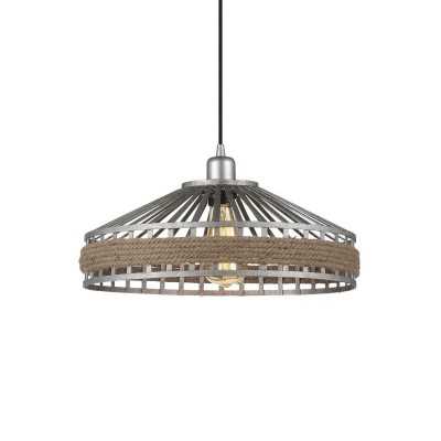 Pendente simples MOURAS de cânhamo E27 LED cor cinza rústico