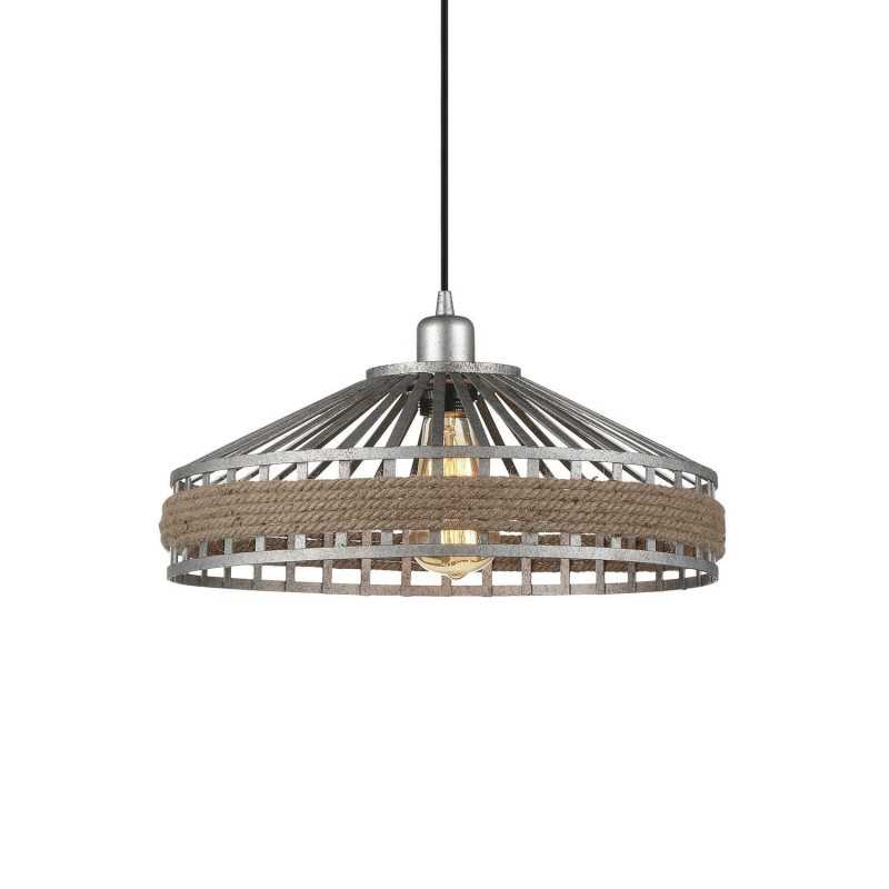 Pendente simples MOURAS de cânhamo E27 LED cor cinza rústico