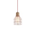 Pendente simples CUGNE em madeira E27 LED cor cobre brilhante