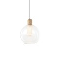 Pendente simples de madeira DISSE LED E27 cor transparente
