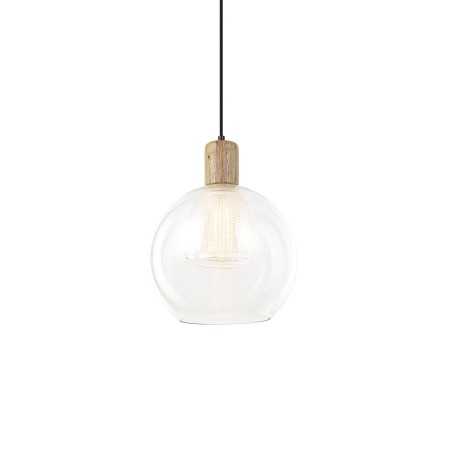 Pendente simples de madeira DISSE LED E27 cor transparente
