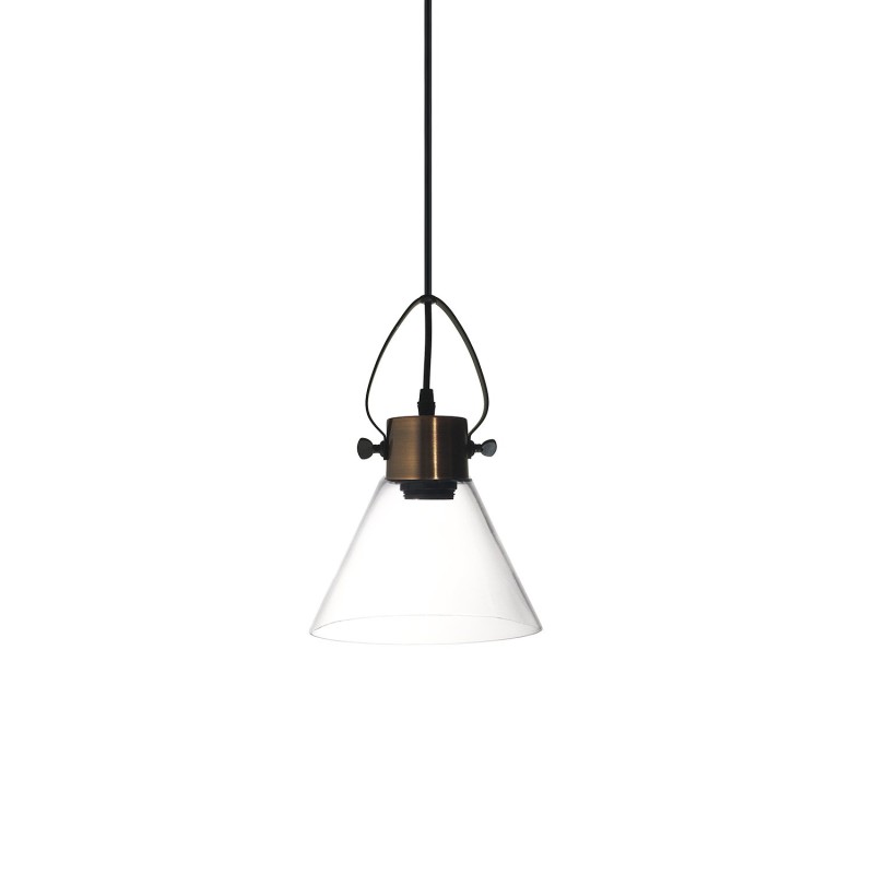 Pendente simples RAMUS em metal LED E27 cor cobre escovado