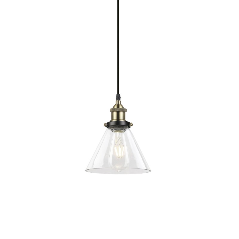 Pendente simples GOLGAN em metal E27 LED cor bronze escovado.