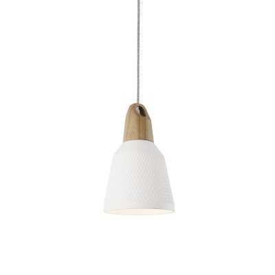 Pendente simples CASSOU em madeira E27 LED cor branca