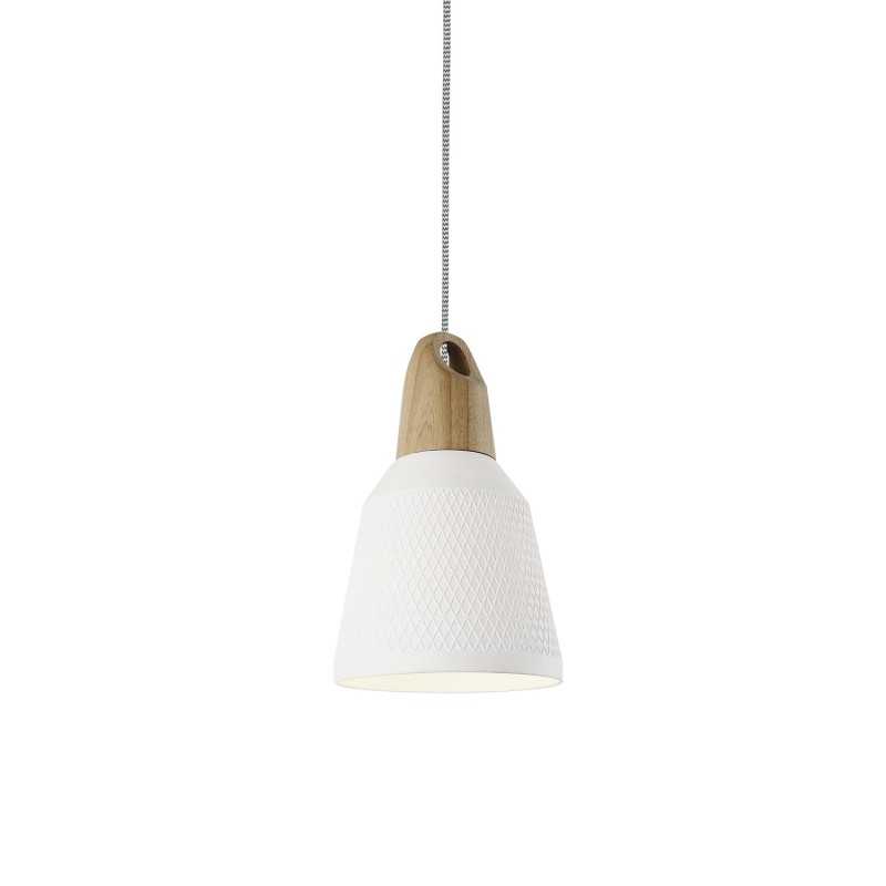 Pendente simples CASSOU em madeira E27 LED cor branca