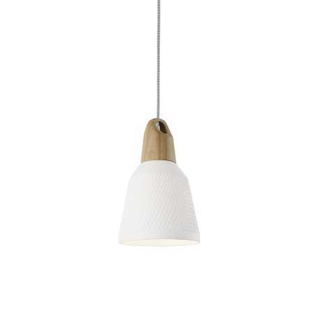 Pendente simples CASSOU em madeira E27 LED cor branca