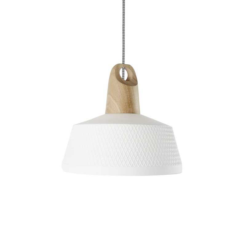 Pendente simples BALAS em madeira E27 LED cor branca
