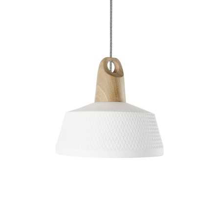 Pendente simples BALAS em madeira E27 LED cor branca