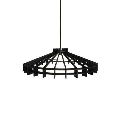 Pendente simples BRAIS em madeira E27 LED cor preta