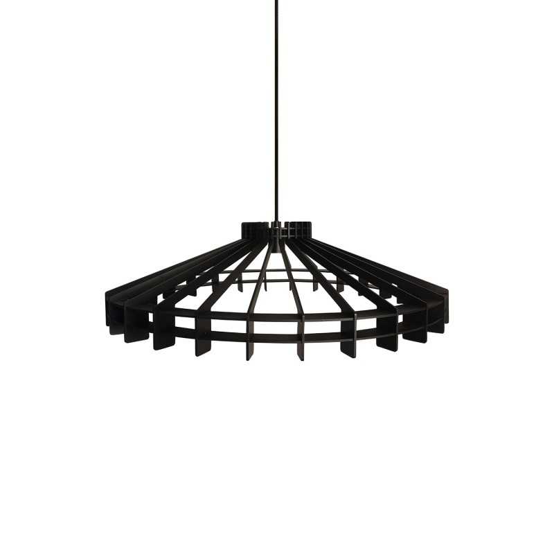 Pendente simples BRAIS em madeira E27 LED cor preta