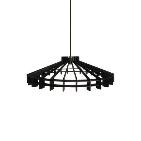 Pendente simples BRAIS em madeira E27 LED cor preta