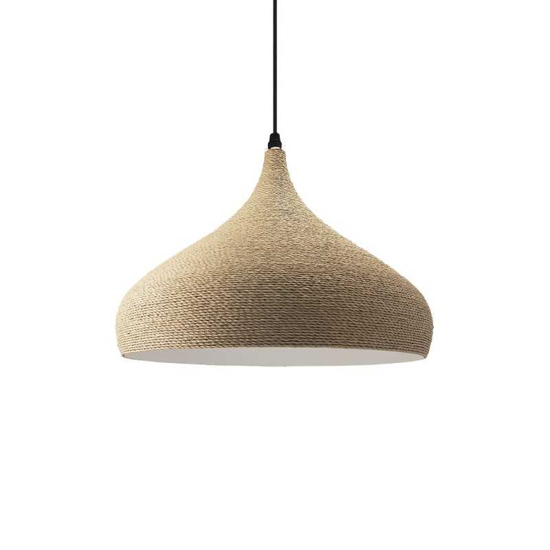 Pendente simples de cânhamo da marca BRAND, com LED E27 na cor madeira.