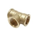 Cotovelo de metal de bronze com ângulo para tubo de 20mm com 3 saídas.