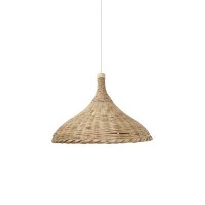 Pendente simples GOUDOU de vime E27 LED cor madeira