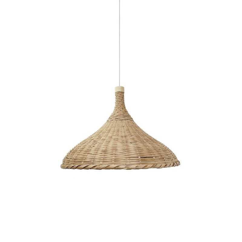 Pendente simples GOUDOU de vime E27 LED cor madeira