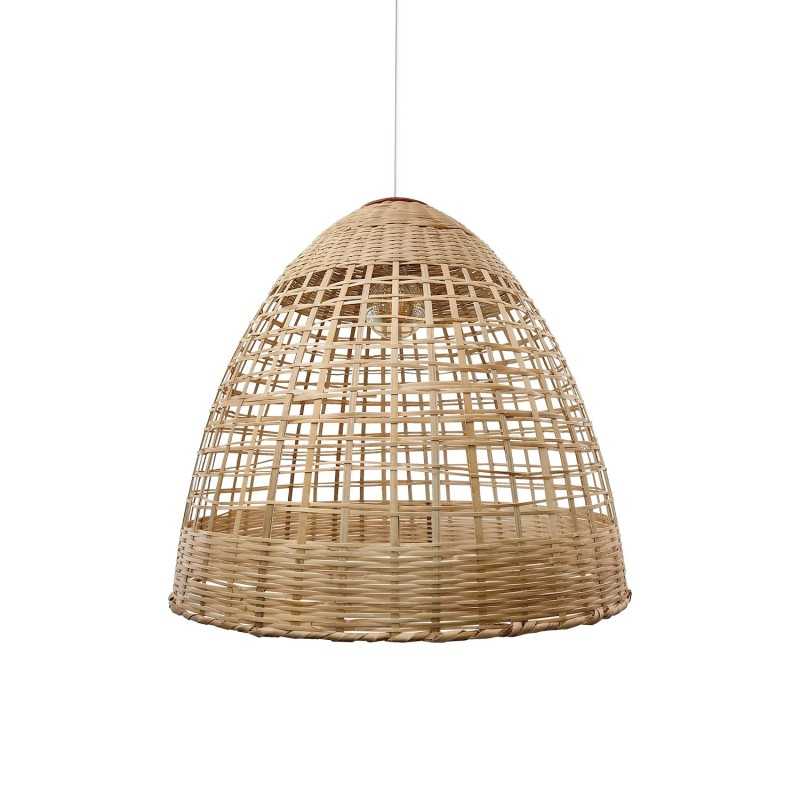 Pendente simples FESSY de vime E27 LED cor madeira