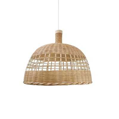 Pendente simples ORNEX de vime E27 LED cor de madeira