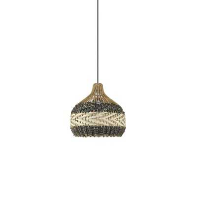 Pendente simples DORVAL de vime E27 LED na cor preta