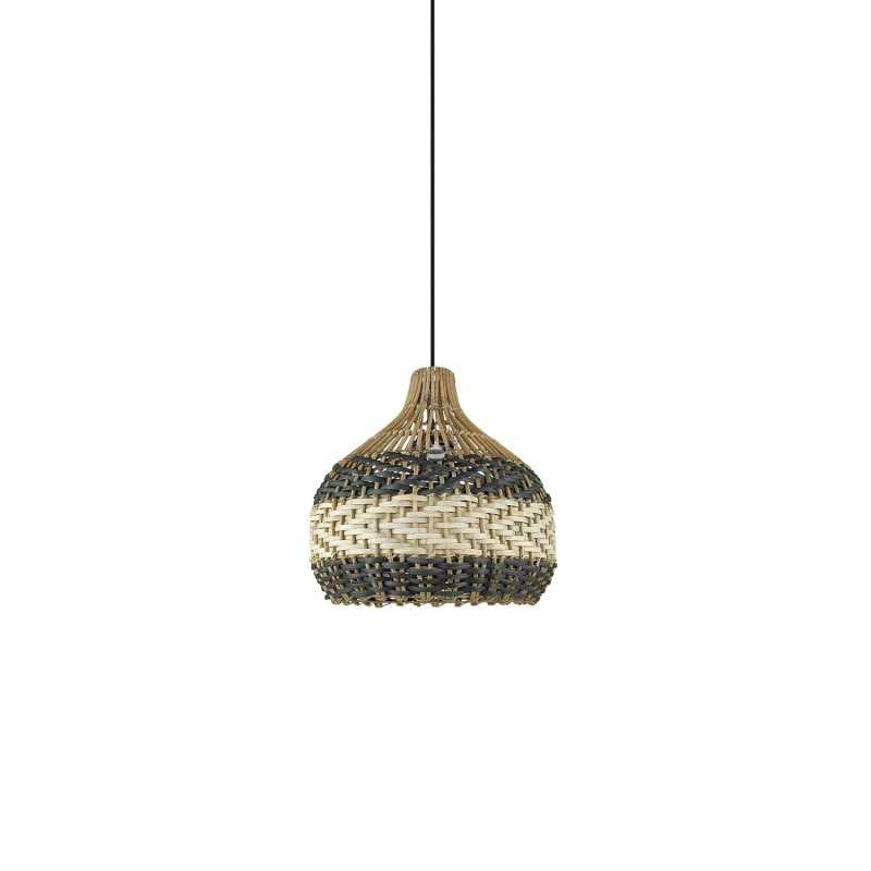 Pendente simples DORVAL de vime E27 LED na cor preta